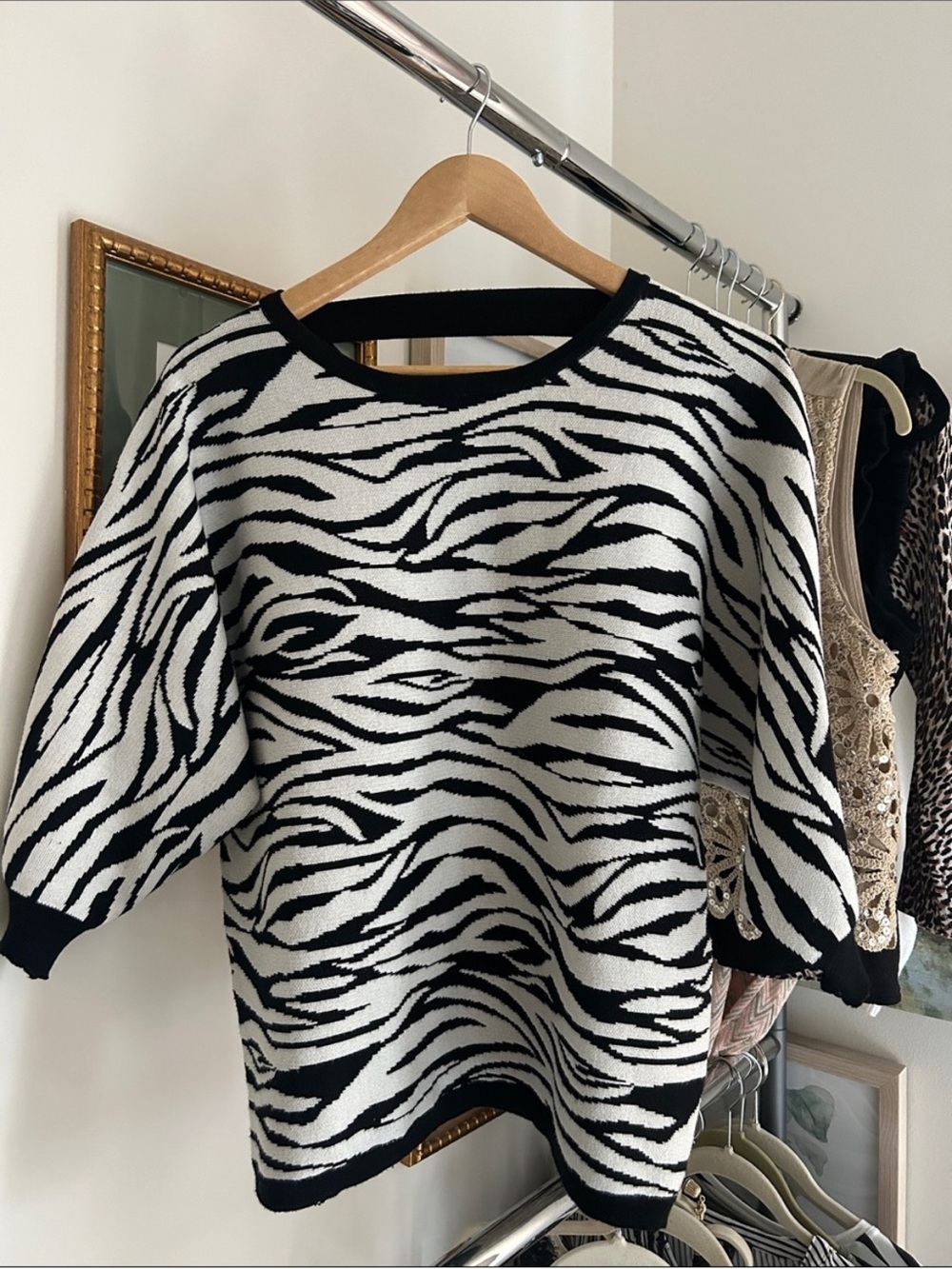 Cable & Gauge M Black & White Zebra-Print🦓 fall🍁 Sweater